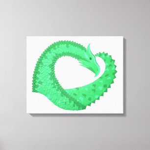Grüner Herzdrache auf Weiß Leinwanddruck