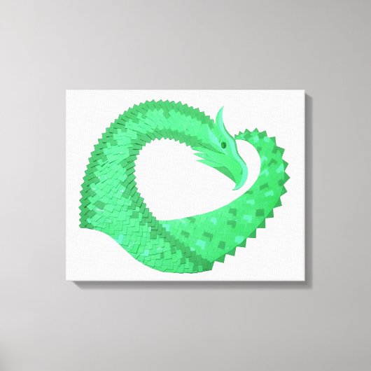Grüner Herzdrache auf Weiß Leinwanddruck (Vorderseite)
