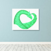 Grüner Herzdrache auf Weiß Leinwanddruck (Insitu (Holzboden))