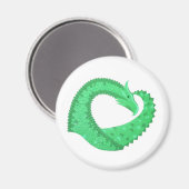 Grüner Herzdrache auf Weiß Magnet (Vorderseite/Rückseite)