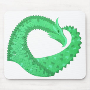 Grüner Herzdrache auf Weiß Mousepad