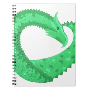 Grüner Herzdrache auf Weiß Notizblock