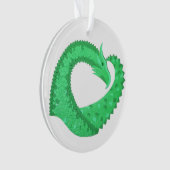 Grüner Herzdrache auf Weiß Ornament (Vorderseite)