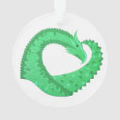 Grüner Herzdrache auf Weiß Ornament (Rückseite)