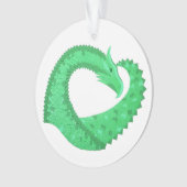 Grüner Herzdrache auf Weiß Ornament (Vorderseite)