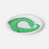 Grüner Herzdrache auf Weiß Pappteller (Schrägansicht)