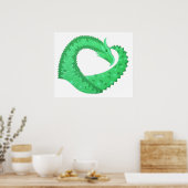 Grüner Herzdrache auf Weiß Poster (Küche)