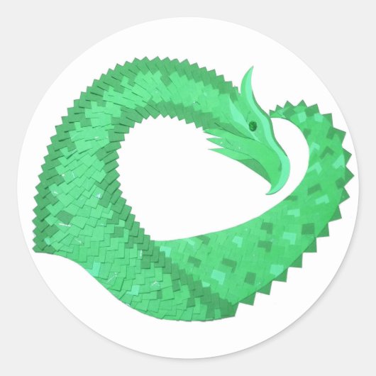 Grüner Herzdrache auf Weiß Runder Aufkleber (Vorderseite)