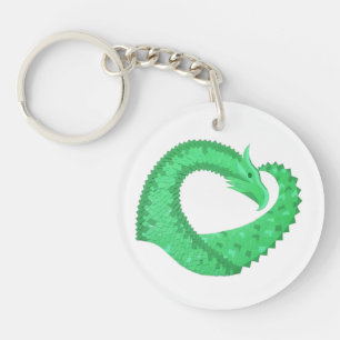 Grüner Herzdrache auf Weiß Schlüsselanhänger