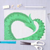 Grüner Herzdrache auf Weiß Seidenpapier (Handwerk)