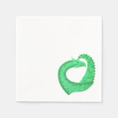 Grüner Herzdrache auf Weiß Serviette (Vorderseite)