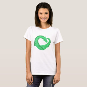 Grüner Herzdrache auf Weiß T-Shirt