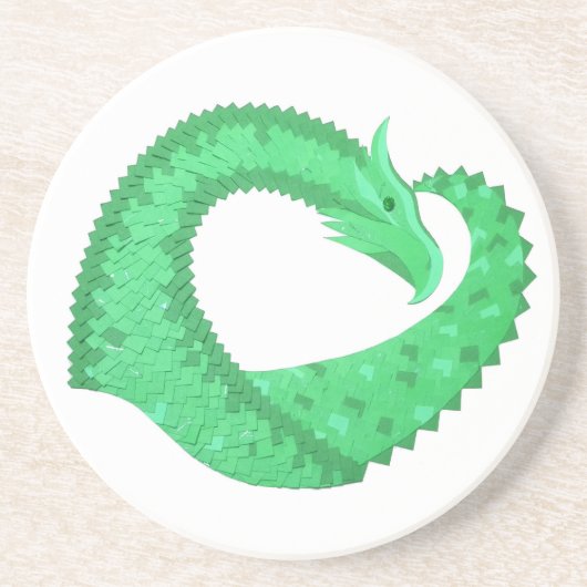 Grüner Herzdrache auf Weiß Untersetzer (Vorne)