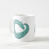 Grüner Herzdrache in Weiß Kaffeetasse (Vorderseite Links)