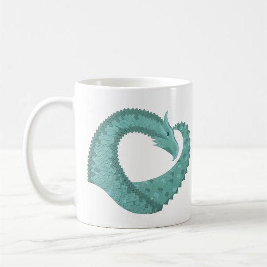 Grüner Herzdrache in Weiß Kaffeetasse (Links)