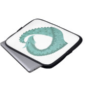 Grüner Herzdrache in Weiß Laptopschutzhülle (Vorne Knopf)