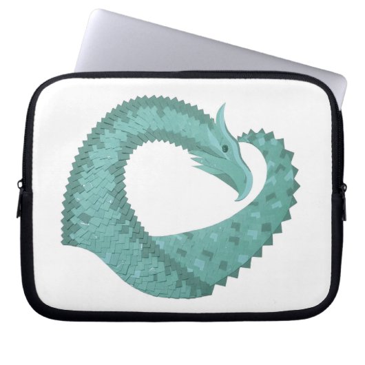 Grüner Herzdrache in Weiß Laptopschutzhülle (Vorderseite)