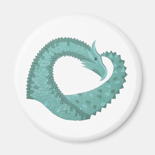 Grüner Herzdrache in Weiß Magnet (Vorne)