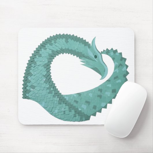 Grüner Herzdrache in Weiß Mousepad (Mit Mouse)