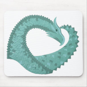 Grüner Herzdrache in Weiß Mousepad