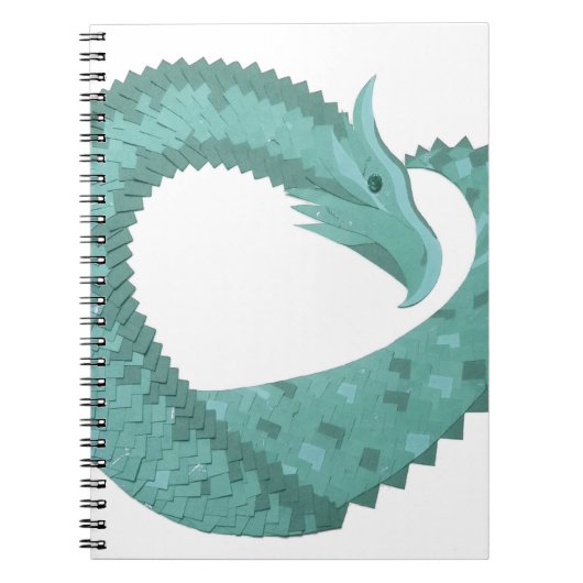 Grüner Herzdrache in Weiß Notizblock (Vorderseite)