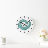 Grüner Herzdrache in Weiß Runde Wanduhr (Zuhause)