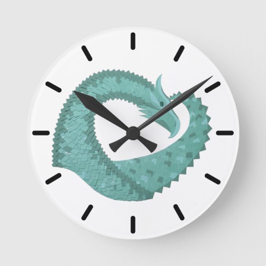 Grüner Herzdrache in Weiß Runde Wanduhr (Vorderseite)