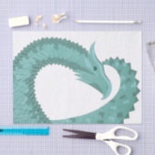 Grüner Herzdrache in Weiß Seidenpapier (Handwerk)