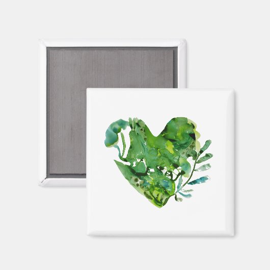 Grüner Herzmagnet Magnet (Vorderseite/Rückseite)