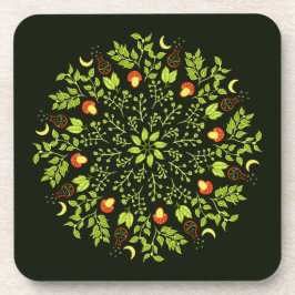 Grüner Hexentrank Pilz verlasse Pflanze Mandala Getränkeuntersetzer