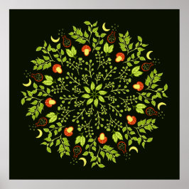 Grüner Hexentrank Pilz verlasse Pflanze Mandala Poster