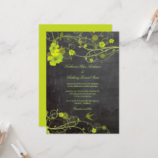 Grüner Hibiskus Swoosh bläserne Chalkboard Hochzei Einladung