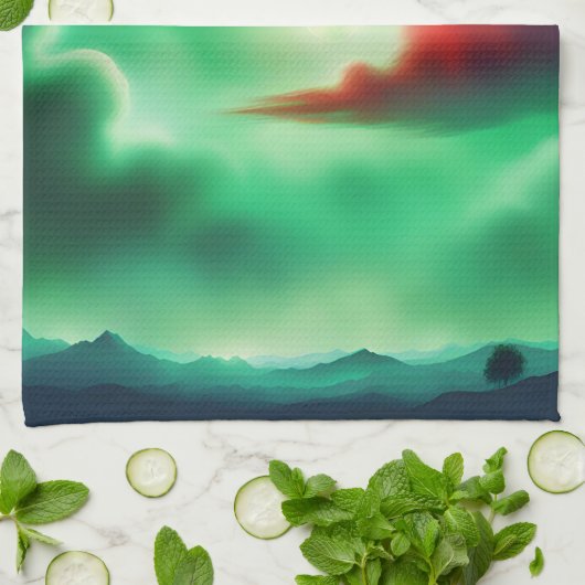 grüner Himmel Geschirrtuch (Gefaltet)