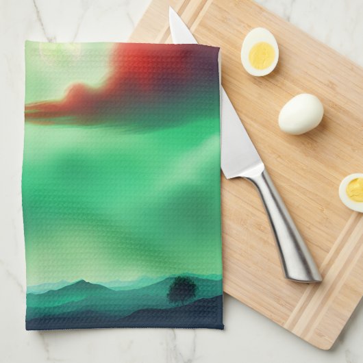 grüner Himmel Geschirrtuch (Viertel Falte)