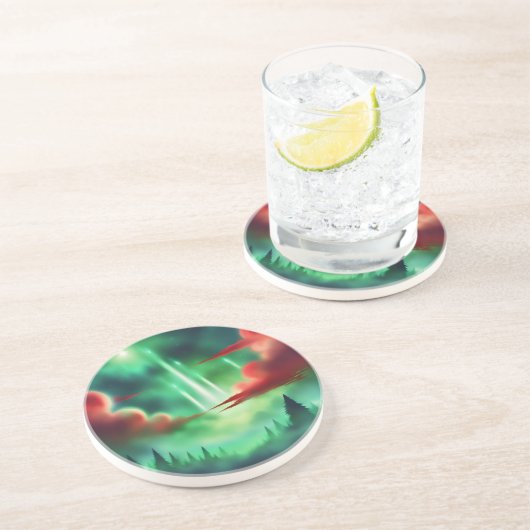 grüner Himmel Getränkeuntersetzer (Seite)