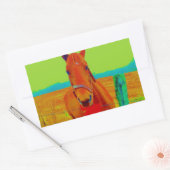 Grüner Himmel , Rotes Bogen Pferd : Name hinzufüge Rechteckiger Aufkleber (Umschlag)