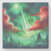 grüner Himmel Steinuntersetzer (Vorderseite)