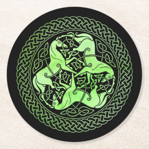 Grüner Himmelsring mit Pferden Runder Pappuntersetzer