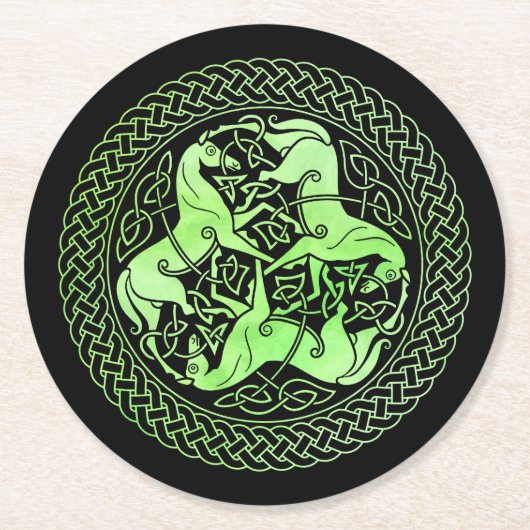 Grüner Himmelsring mit Pferden Runder Pappuntersetzer (Vorderseite)