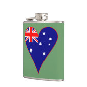 Grüner Hintergrund der Funky Australia Herz Flag Flachmann (Links)