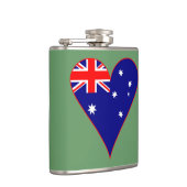 Grüner Hintergrund der Funky Australia Herz Flag Flachmann (Rechts)