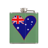 Grüner Hintergrund der Funky Australia Herz Flag Flachmann (Rückseite)