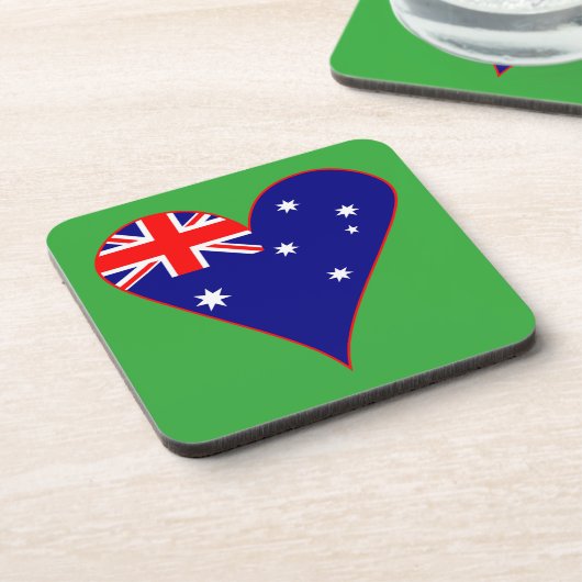 Grüner Hintergrund der Funky Australia Herz Flag Untersetzer (Linke Seite)