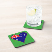 Grüner Hintergrund der Funky Australia Herz Flag Untersetzer (Rechte Seite)