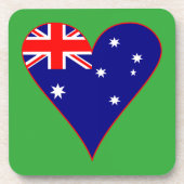 Grüner Hintergrund der Funky Australia Herz Flag Untersetzer (Vorderseite)