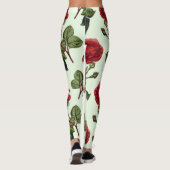 Grüner Hintergrund der Red Long Stem Rose Leggings (Rückseite)