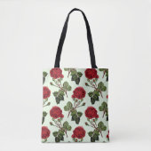 Grüner Hintergrund der Red Long Stem Rose Tasche (Vorderseite)