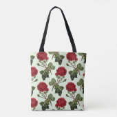 Grüner Hintergrund der Red Long Stem Rose Tasche (Rückseite)
