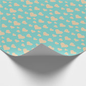 Grüner Hintergrund des braunen Herzmusters Geschenkpapier (Ecke)