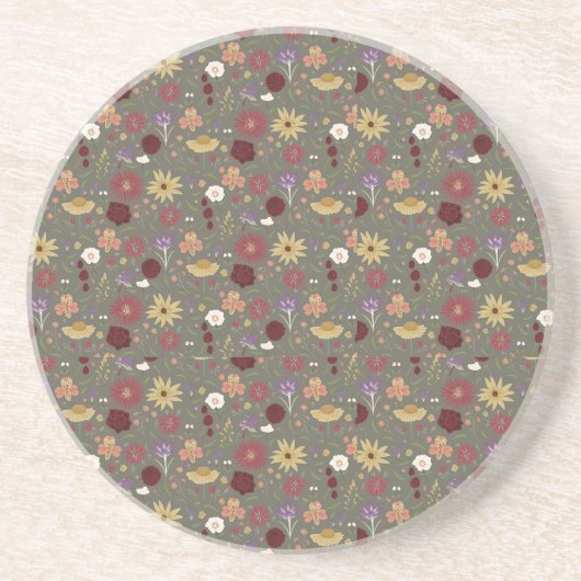 Grüner Hintergrund für die Blumenpracht im Herbst Getränkeuntersetzer (Vorne)